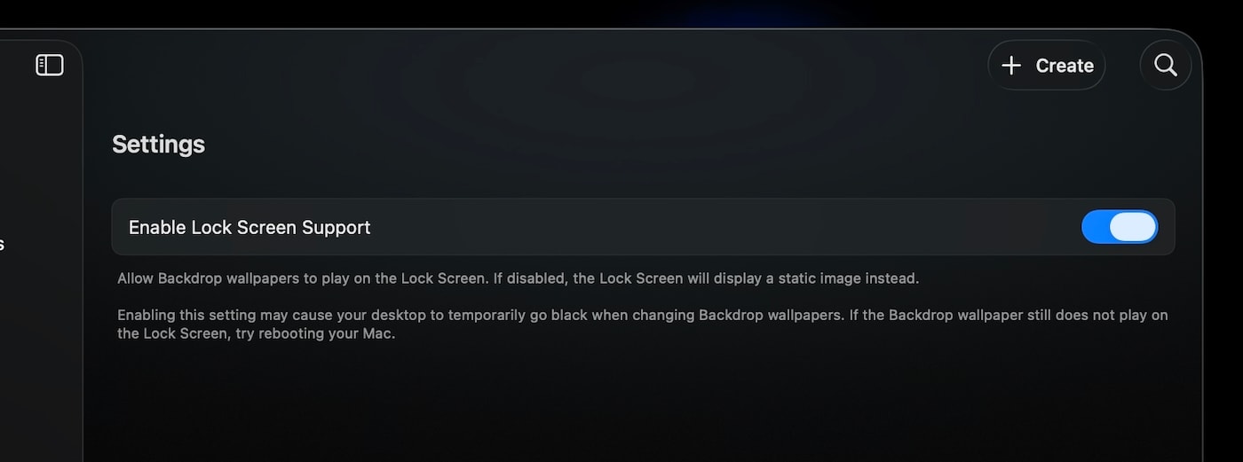 Backdrop Lock Screen Setting