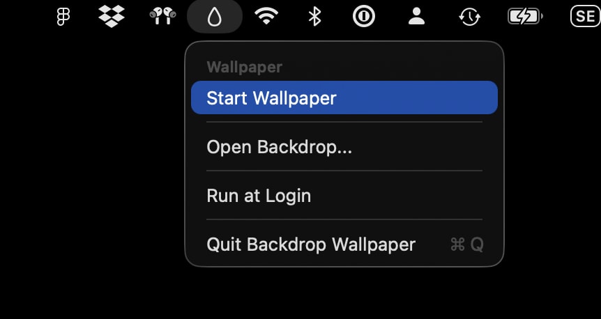 Backdrop Menu Bar Item