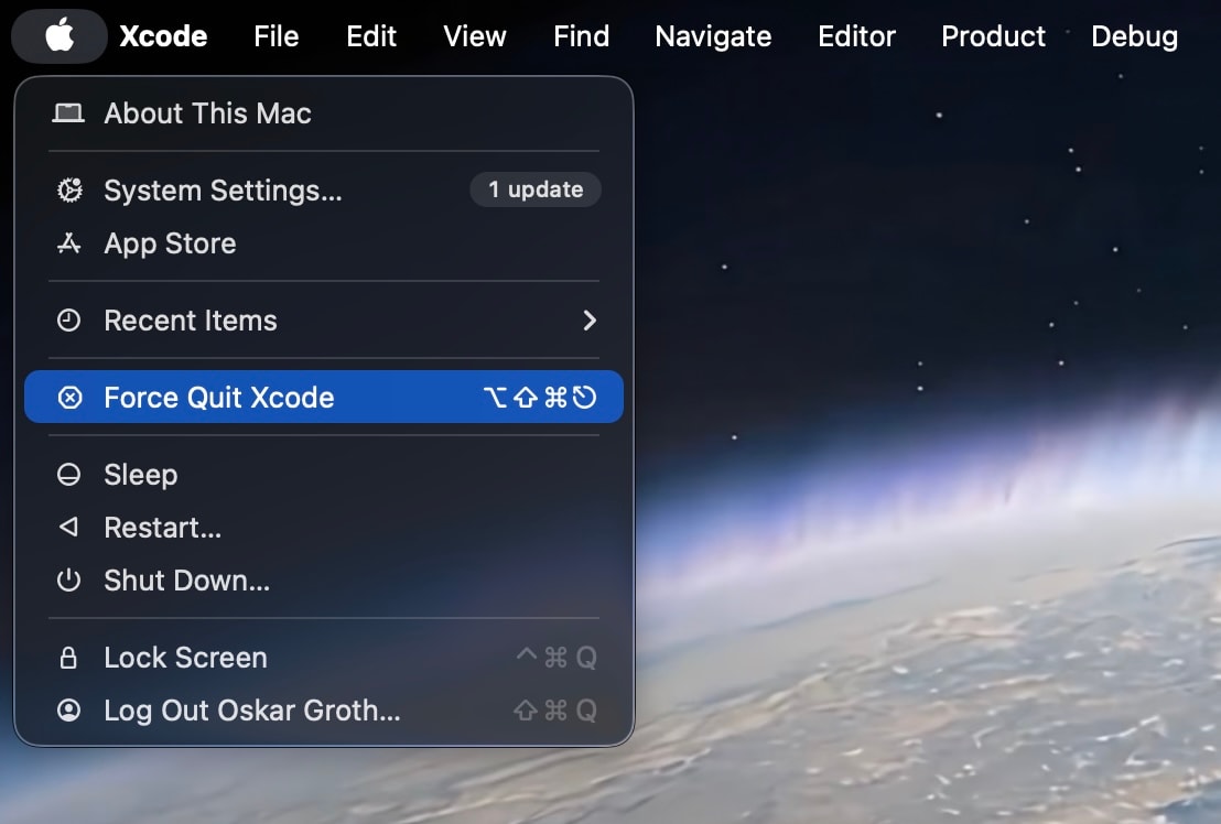 Force Quit from the Apple menu in macOS